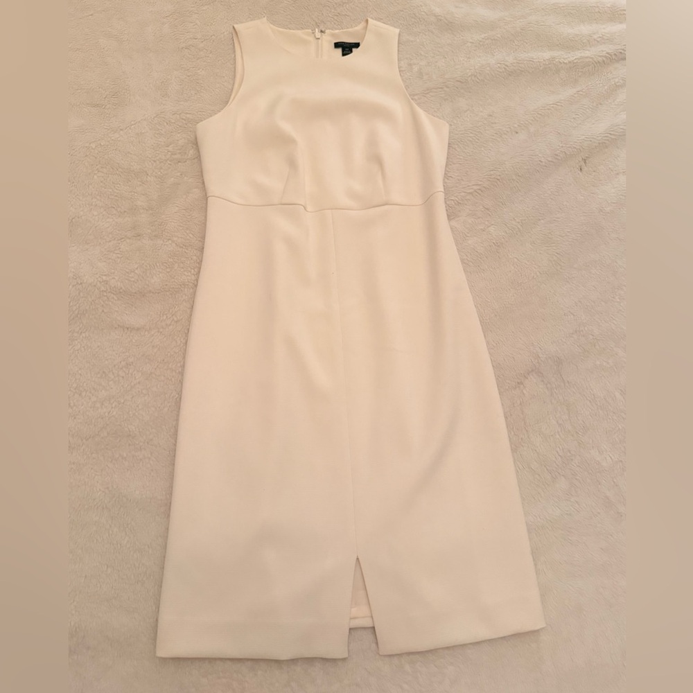 Ann Taylor Cream Sleeveless Midi Sheath Dress